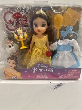 Disney Belle Doll with Yellow Gown, Blue Alternate Dress and Accessories